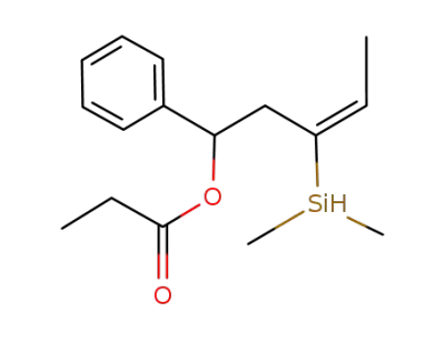 Propionic acid (E)-3-dimethylsilanyl-1-phenyl-pent-3-enyl ester